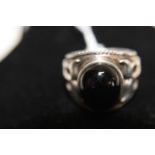 A large 925 silver and Onyx ring