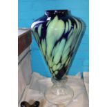 A very large Makora Krosno Polish glass floor stading vase 75cm tall. Postage unavailable