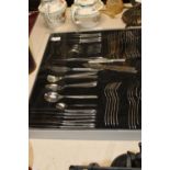 A cased set of stainless steel cutlery. postage unavailable