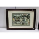 A framed diaramma Anton Pieck picture entitled 'The Toy Shop'. postage unavailable