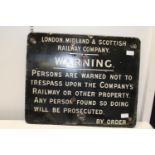 A Antique London Midland and Scottish Railway enamel sign (has had some restoration)