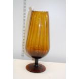 A vintage mid-century amber glass vase. postage unavailable