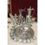 A job lot of assorted pewter ware