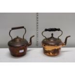 Two vintage copper kettles