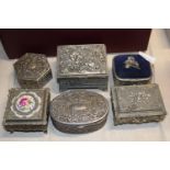 A selection of metal ware jewellery boxes