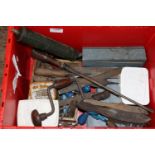A box of vintage tools and accessories. collection only