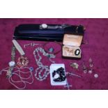 A selection of assorted costume jewellery and other items