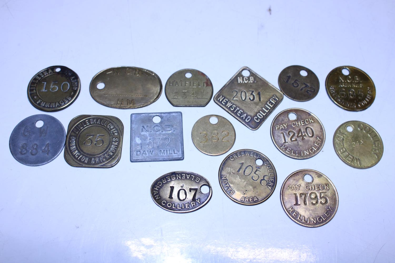 Fifteen assorted colliery mining pit checks