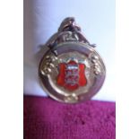 9ct gold vintage 3 lions enamelled fob pendant