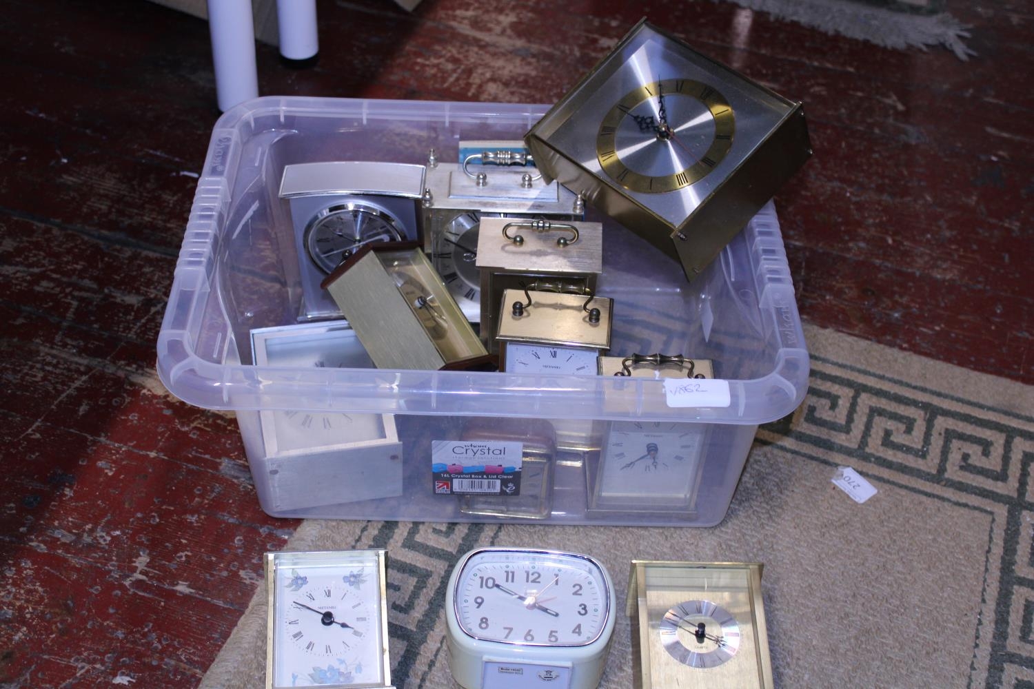 A job lot of assorted carriage clocks and other. Postage unavalable