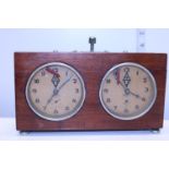 A vintage wooden cased time recorder