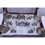 A antique coffee service, saucers stamped 800