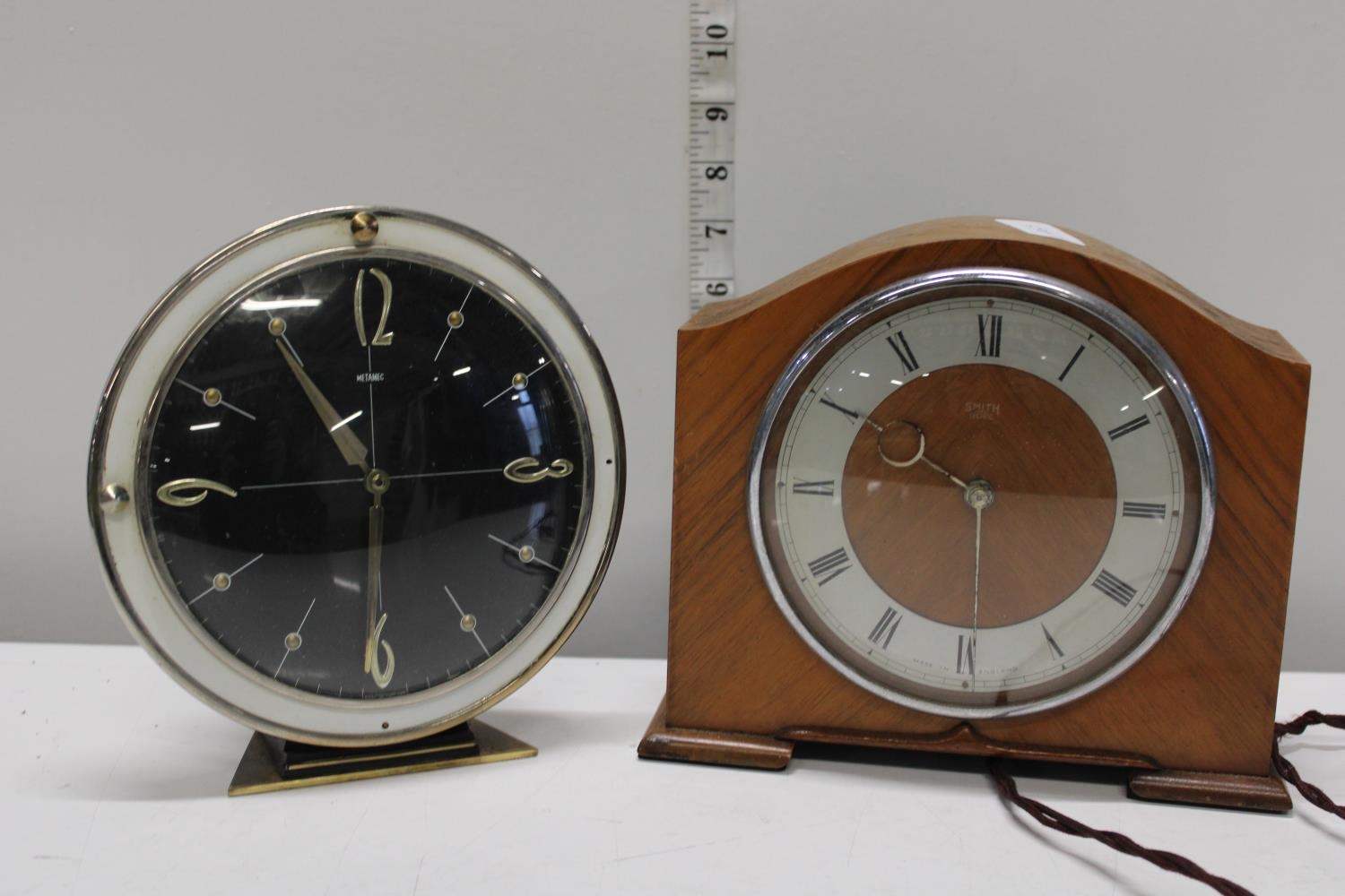 Two vintage mantle clocks, Metamec & Smiths