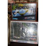 Two framed 24 hours Le Mans posters. collection only