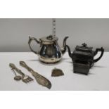 A good selection of assorted silver plated ware, including a small coin purse