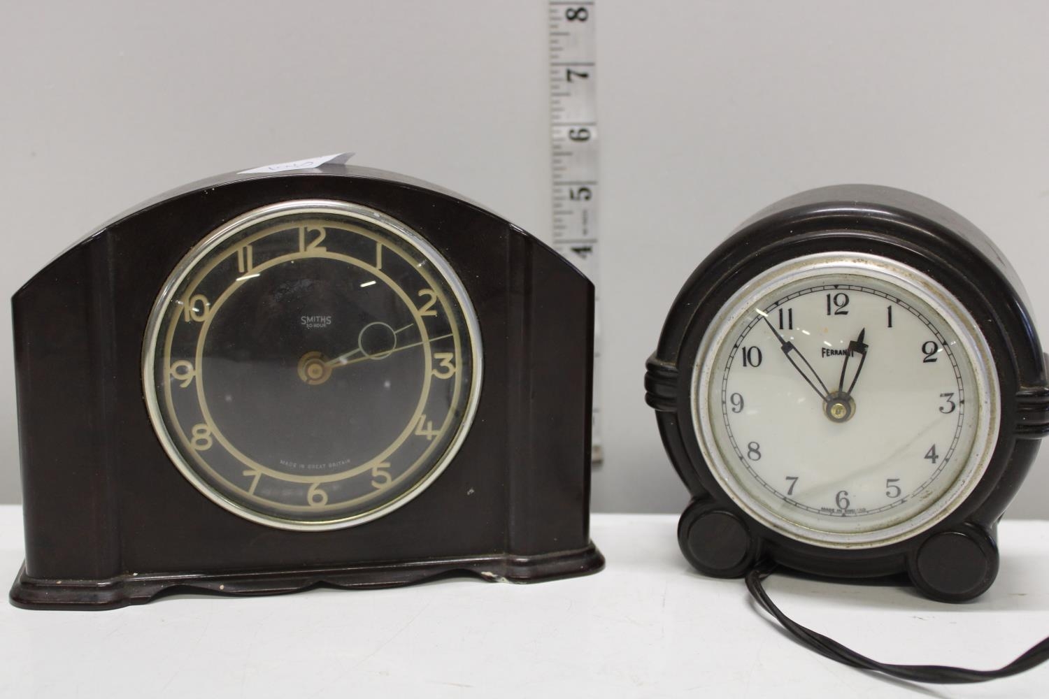 Two vintage bakelite cased mantle clocks, Smiths & Ferranti