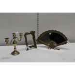 A selection of antique brass ware items