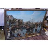 A large gilt framed harbour scene print. Collection only