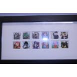 A framed collection of collectable stamps