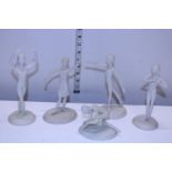 Five porcelain figures by Brenda Naylor of ballet dancers