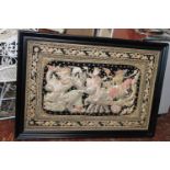 A large framed Indian silk threaded panel, postage unavailable