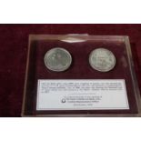 Two silver one Baht coins in presentation case