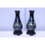 A pair of Oriental vases on stands