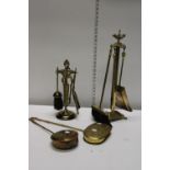 A job lot of assorted antique brassware