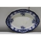 A antique Hanley ware blue and white meat plate