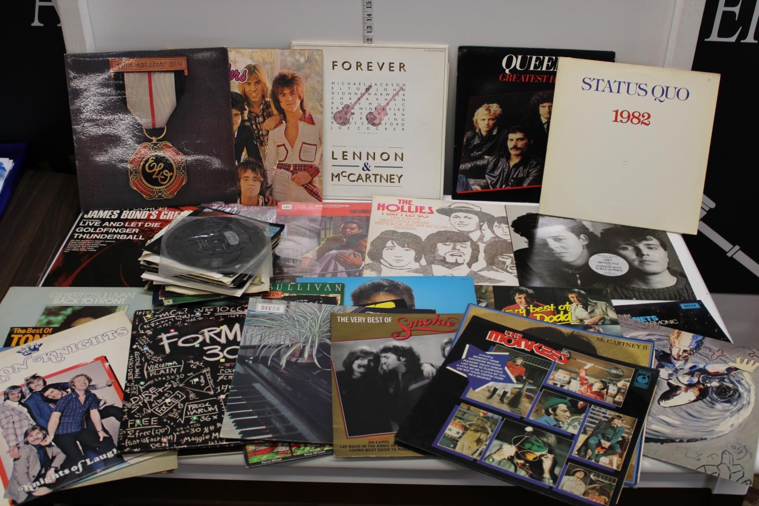 A selection of mixed genre LP & single records