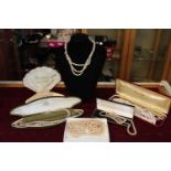 A job lot of assorted cased pearls etc