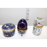 Three vintage ceramic trinket boxes