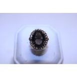 A 9ct gold and smokey quartz ring size I 4.53 Grams