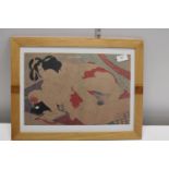 A framed Shunga Japanese print