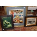 Three framed pieces of artwork, shipping unavailable