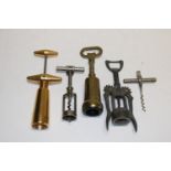 Four vintage metal corkscrews