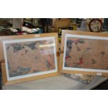 A pair of Shunga Japanese erotic prints