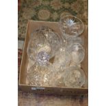 A job lot of assorted good quality cut glass crystal including decanter. postage unavailable