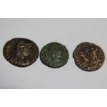Three assorted ancient Roman bronze coins