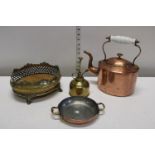 A selection of antique brass and copper ware
