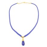 Außerordentliches Lapislazuli-Collier mit Pendeloque-Anhänger.