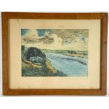 Lithographie "Landschaft mit Schiffen"