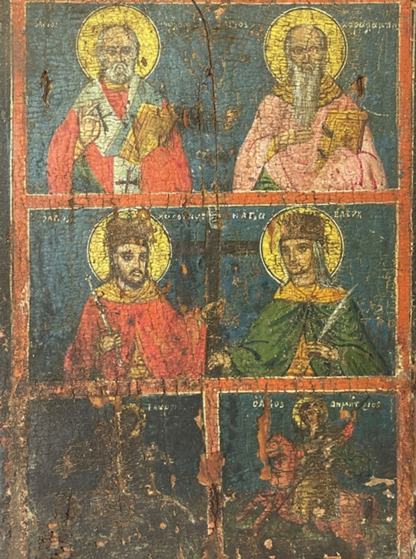 Alte Ikone mit 6 Heiligen  - Bild 3 aus 4