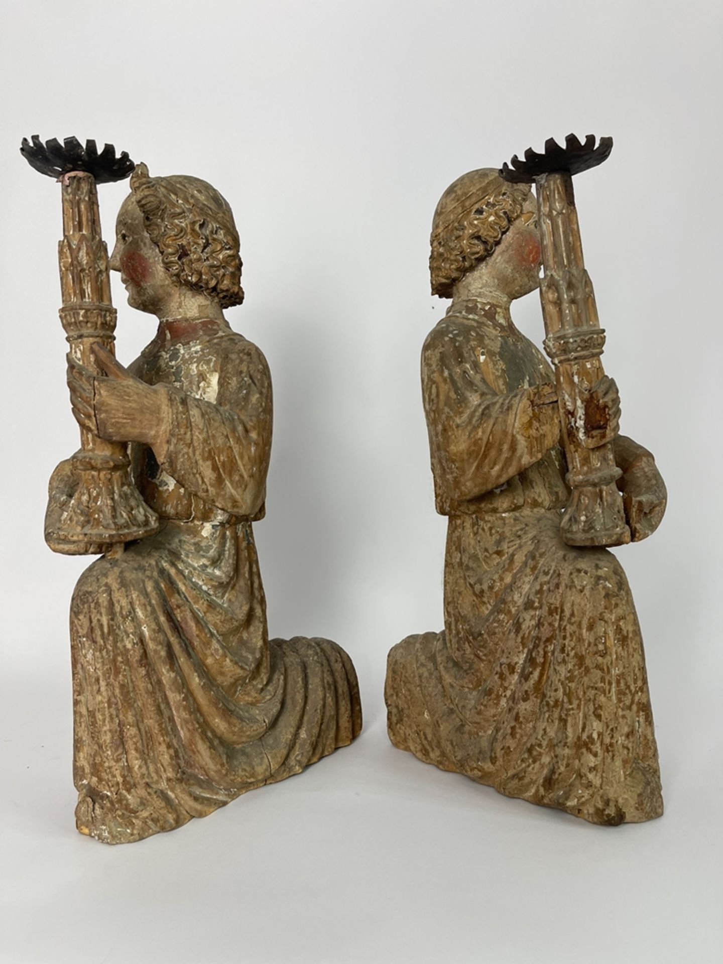 Rarität Paar Gotische Italienische Leuchter Engel - Image 8 of 15