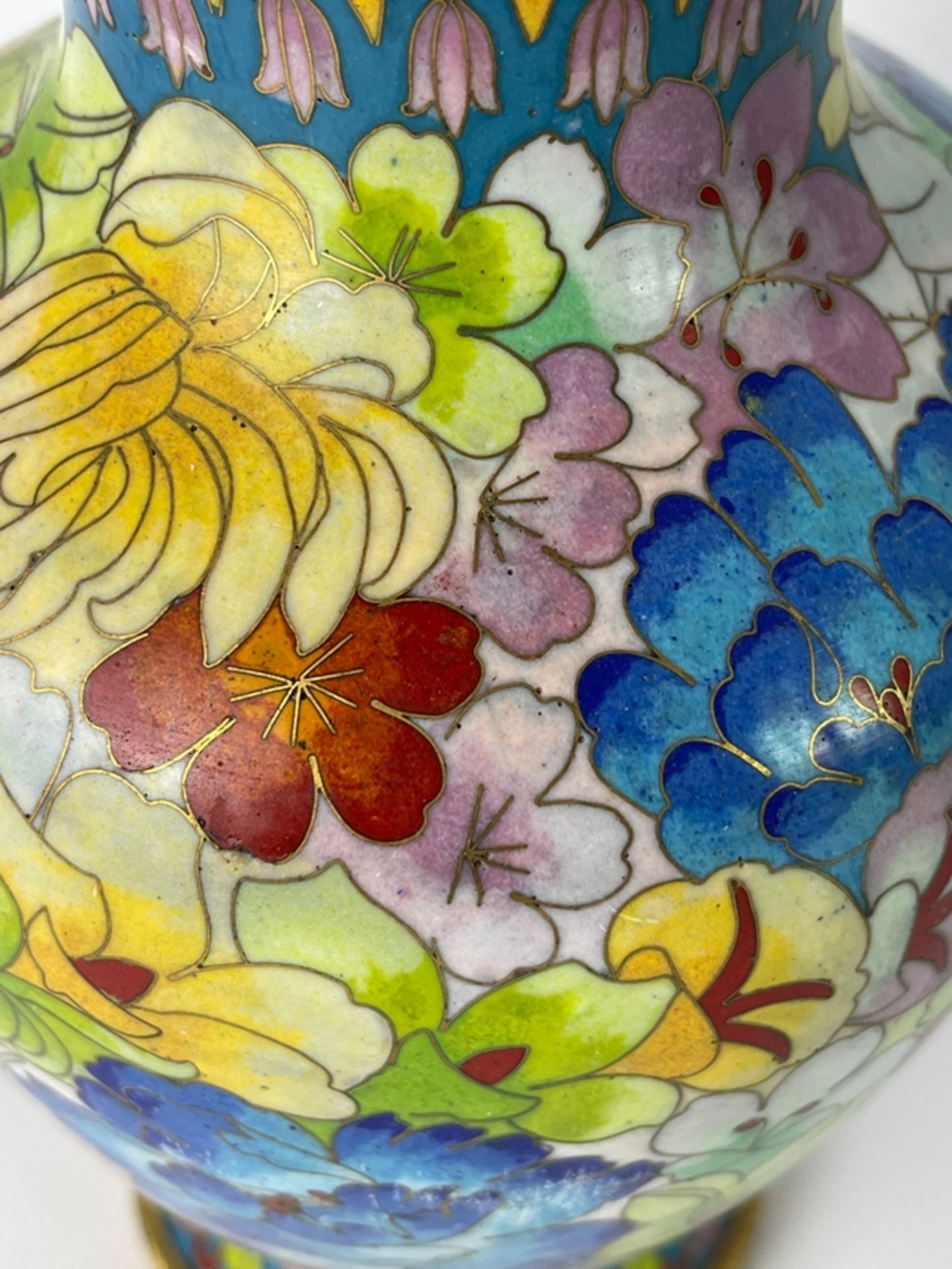 Traumhaft bunte Cloisonne Vase - Bild 5 aus 8