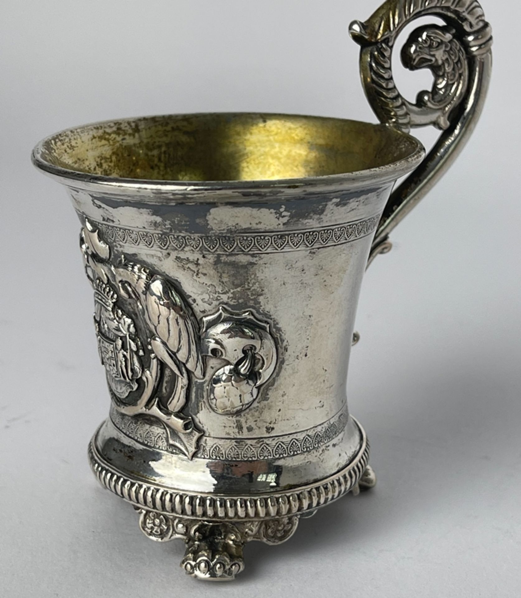 Prunkvolle Silber Tasse / Wappen Tasse  - Bild 7 aus 11