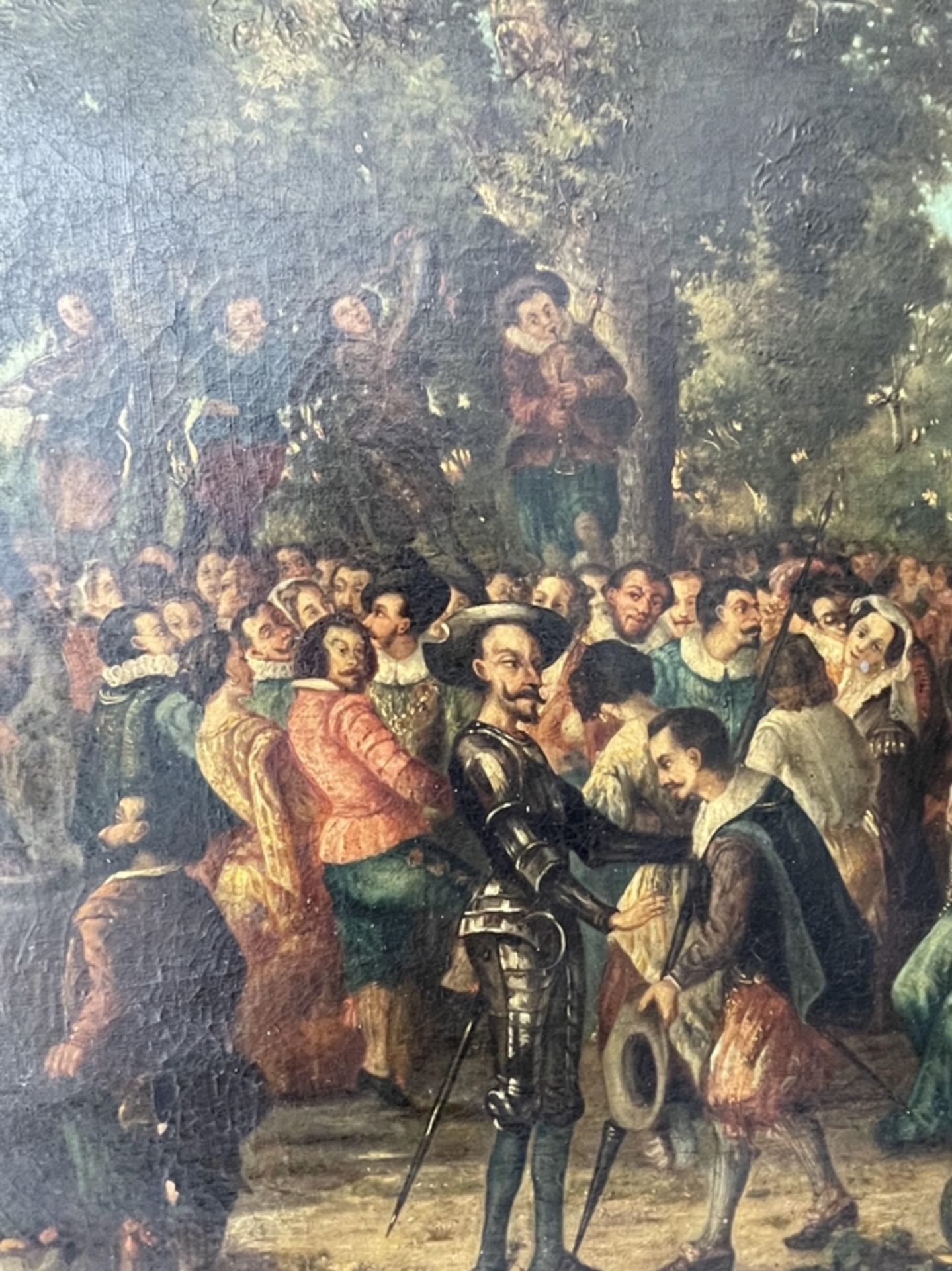 Gemälde " Adelige/Ritter beim Fest" - Bild 2 aus 4