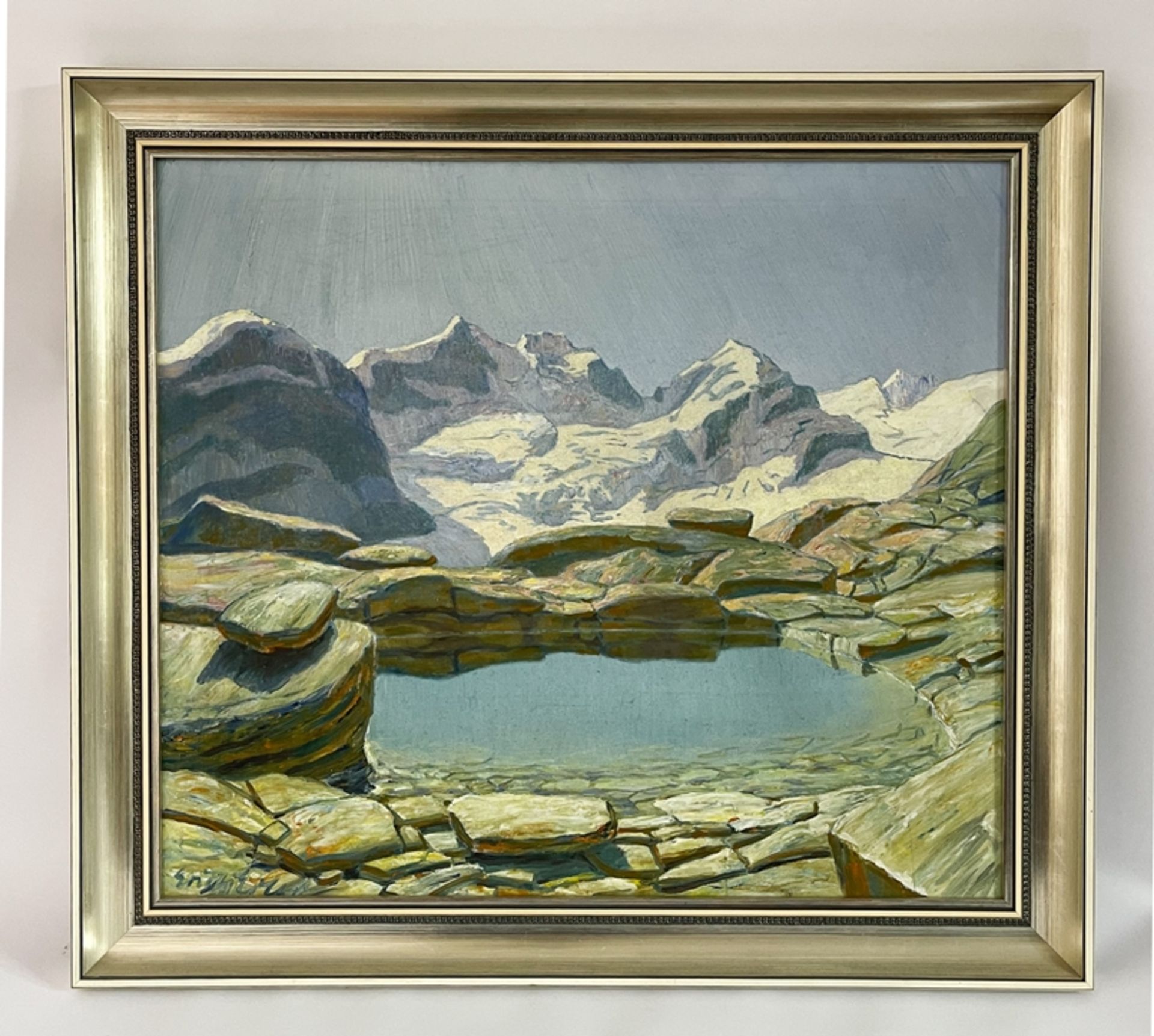 Erich Erler - Samaden Berglandschaft im Engedin 