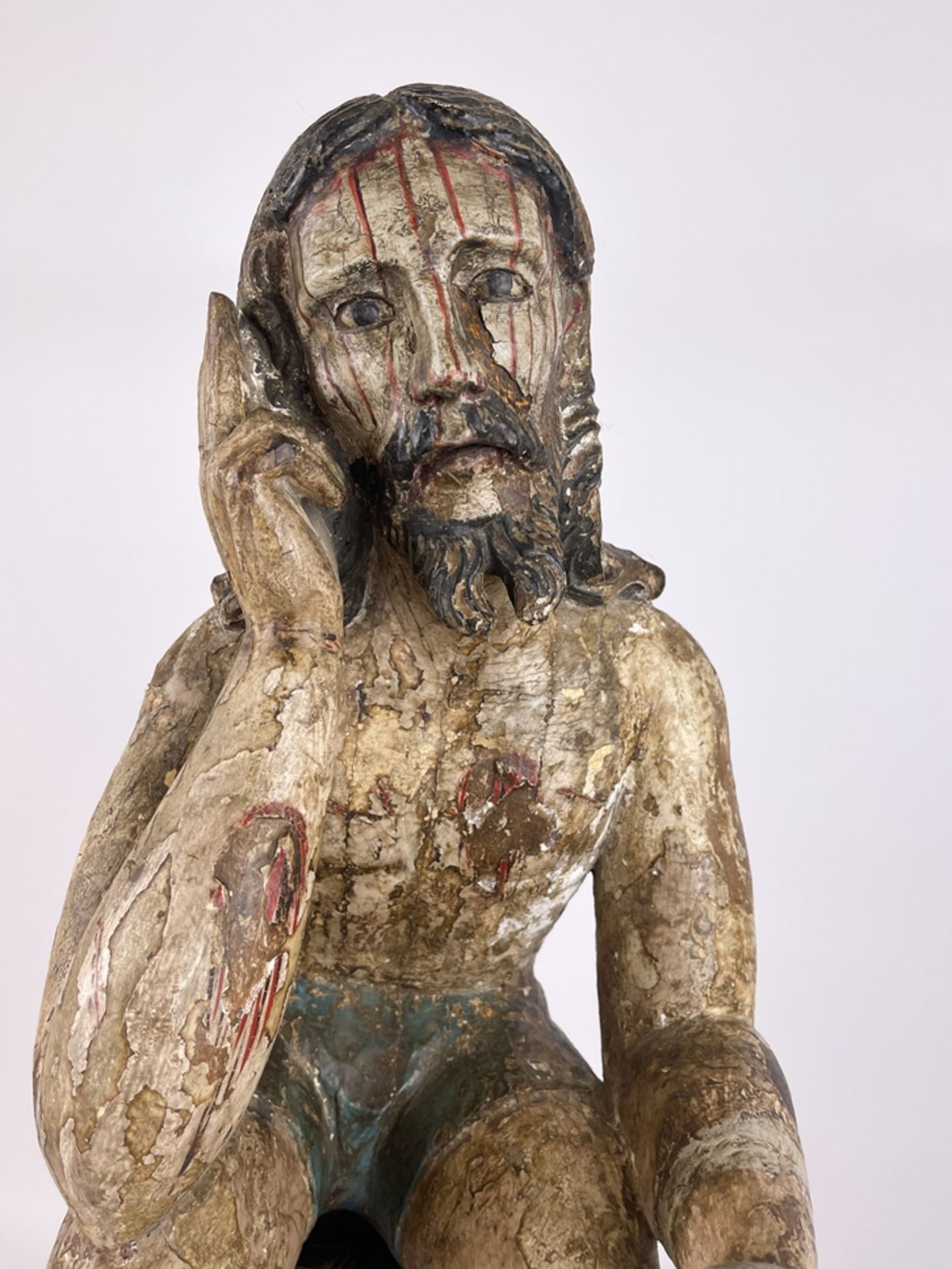 Gotische Skulptur "Rastender Jesus" - Bild 8 aus 25