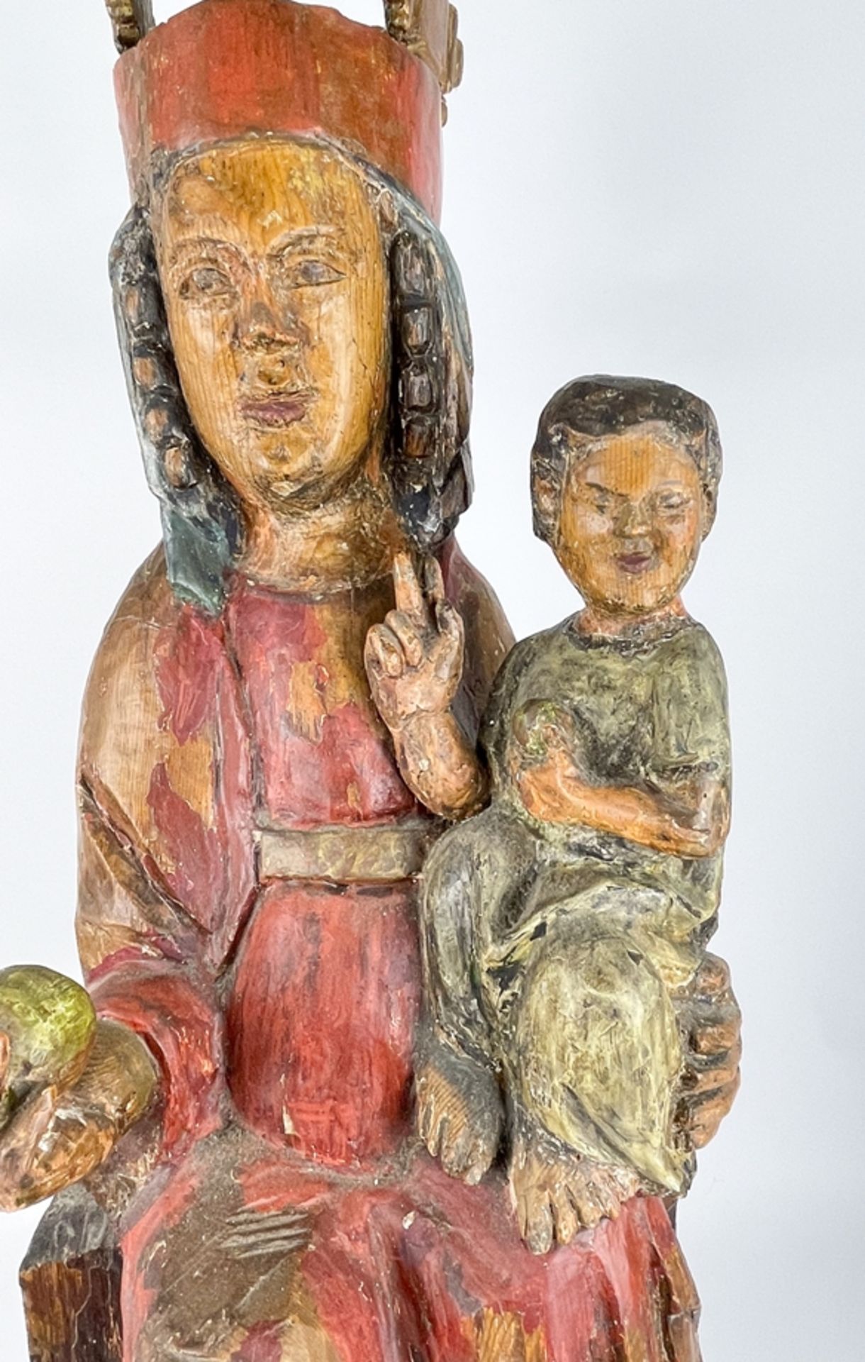 Romanische Skulptur "Madonna mit Kind" - Bild 4 aus 15